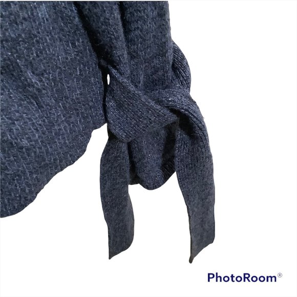 Madewell Women’s Medium Tie Cuff Crewneck Blue Sweater G9614 - Picture 4 of 6